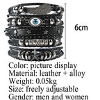 6-piece black punk skull and star bracelet set - view 6