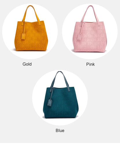 Prime Deal Zone CH high-quality craft large capacity handbag for women, featuring a classic pure color design and outer pocket.