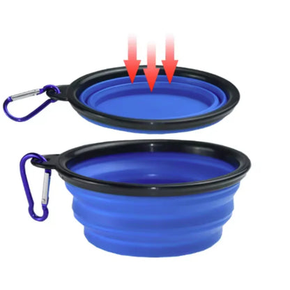 Durable TPR portable pet food and water bowl for cats and dogs, collapsible silicone travel bowl for outdoor use.