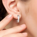 Sterling silver zircon circle stud earrings - view 2