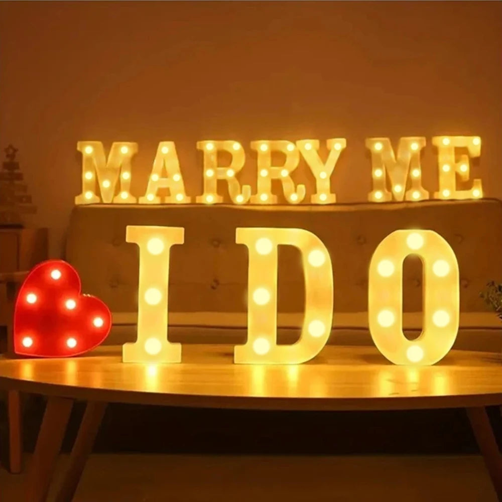 Prime Deal Zone luminous alphabet LED letter lamp for home decor, perfect for weddings, birthdays, and festive night lighting.