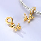 925 sterling silver gold-tone charm beads, crosses and bows - view 13
