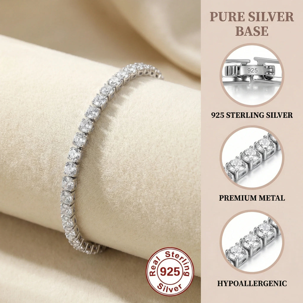 925 sterling silver tennis bracelet, CZ links - view 4