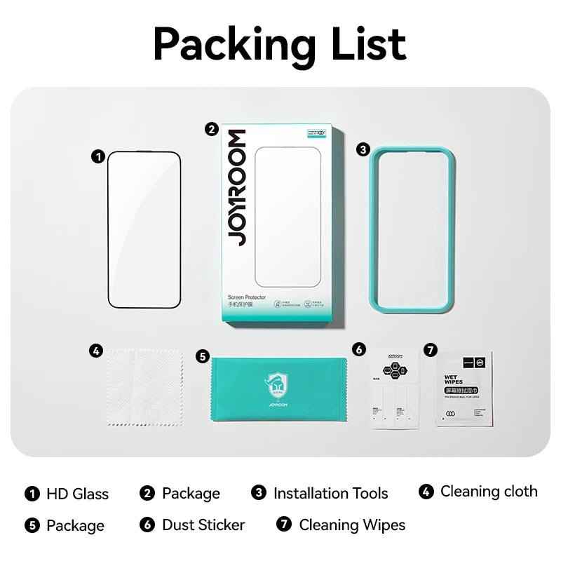 Prime Deal Zone Joyroom full screen tempered glass protector for iPhone 17, 16, 15 Pro Max with HD clarity and full coverage.