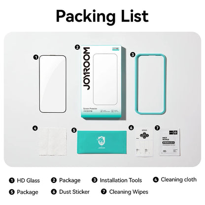 Prime Deal Zone Joyroom full screen tempered glass protector for iPhone 17, 16, 15 Pro Max with HD clarity and full coverage.