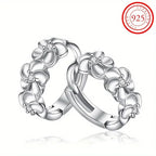 925 sterling silver camellia hoop earrings, floral pattern - view 6
