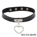Black PU Leather Punk Choker Collar Necklace — Rivet Detail, Gothic Style