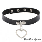 Black PU Leather Punk Choker Collar Necklace — Rivet Detail, Gothic Style
