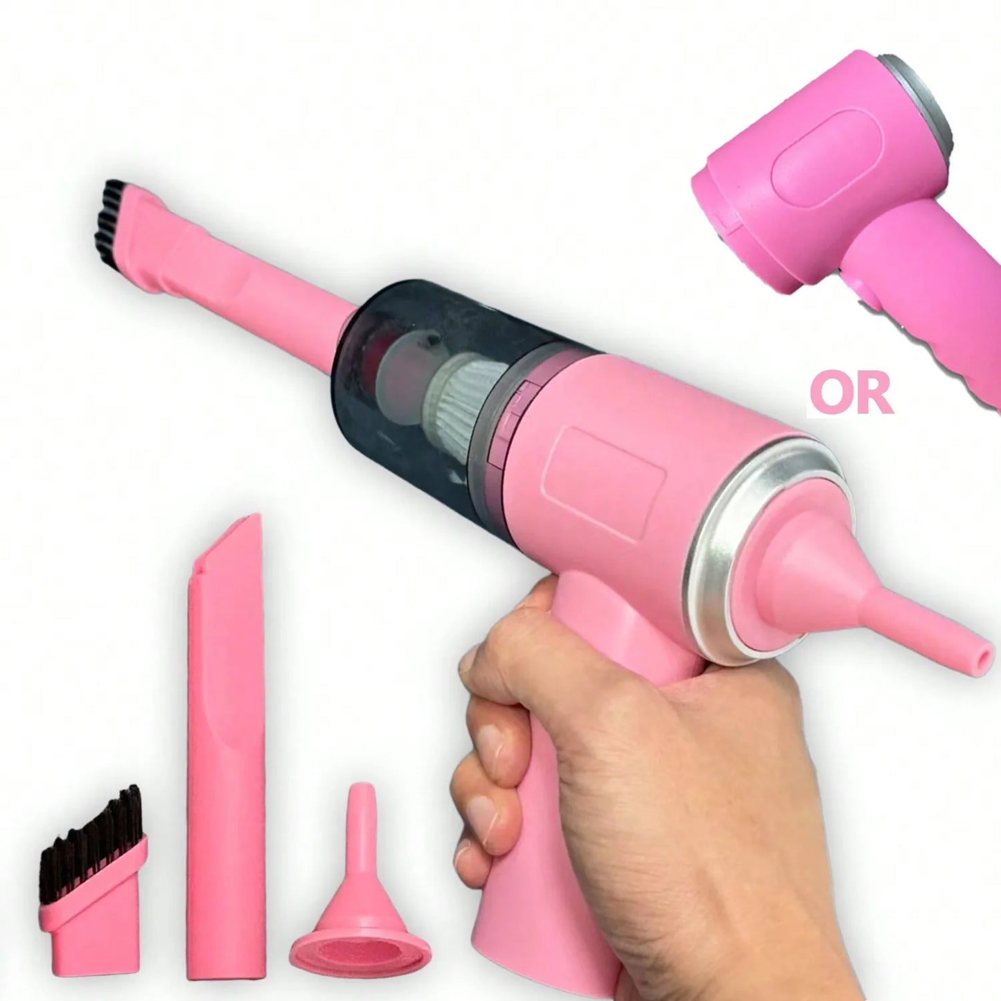 Prime Deal Zone 3-in-1 vacuum cleaner with integrated suction and blowing, compact design for car and household use, USB rechargeable.