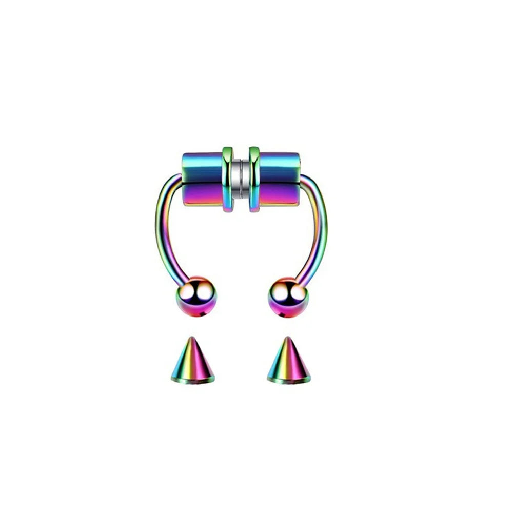 stainless steel fake septum nose ring clip, no piercing - view 4