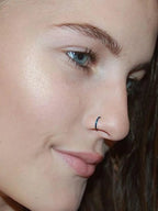 curved barbell nose stud, d-shape tragus hoop - view 2