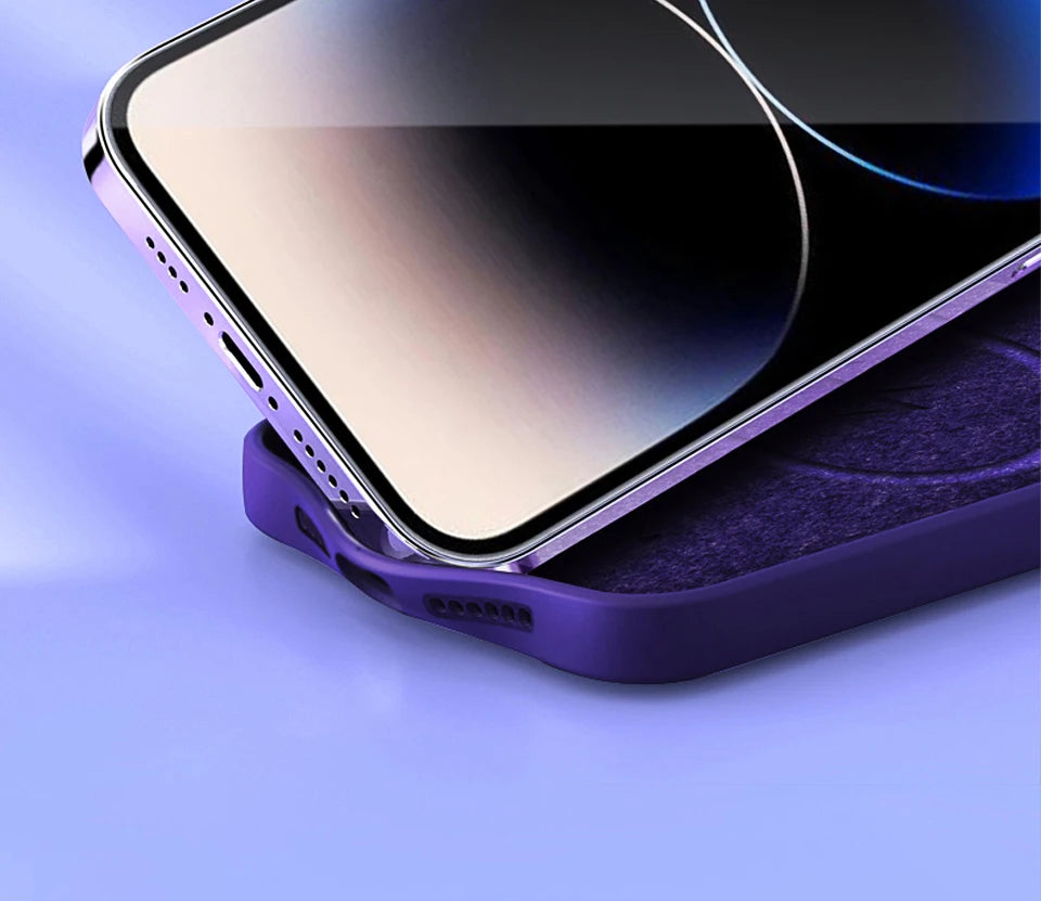 Liquid silicone MagSafe magnetic case for iPhone 12 to 15, wireless charging compatible, in black.