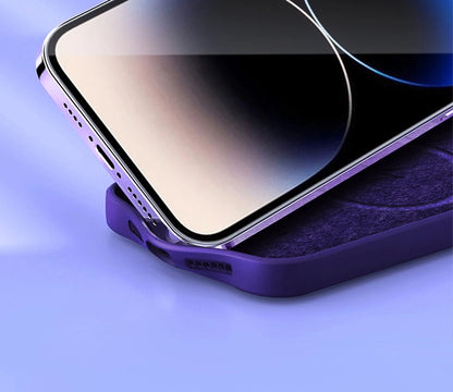 Liquid silicone MagSafe magnetic case for iPhone 12 to 15, wireless charging compatible, in black.