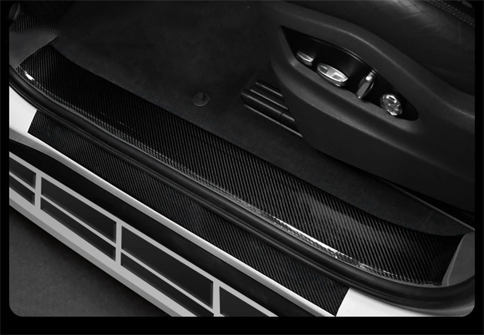 Black 3D carbon fiber car door sill and side mirror protector strip by Prime Deal Zone, waterproof and anti-scratch tape for auto protection.