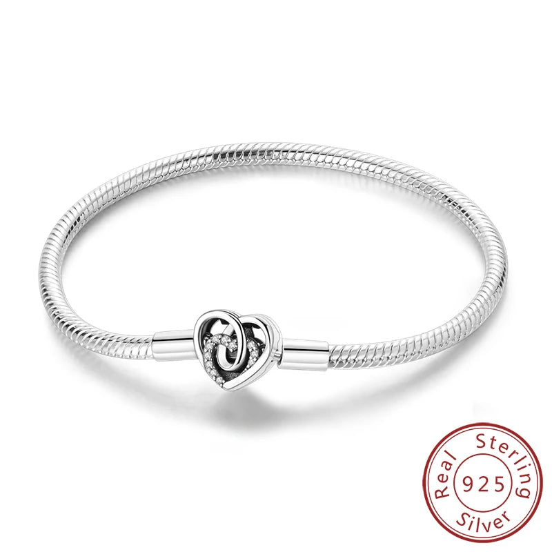 925 Sterling Silver Charm Bracelet — Pavé Zirconia, 17–20cm