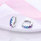 925 sterling silver butterfly hoop earrings, coloured zircon accents - view 2