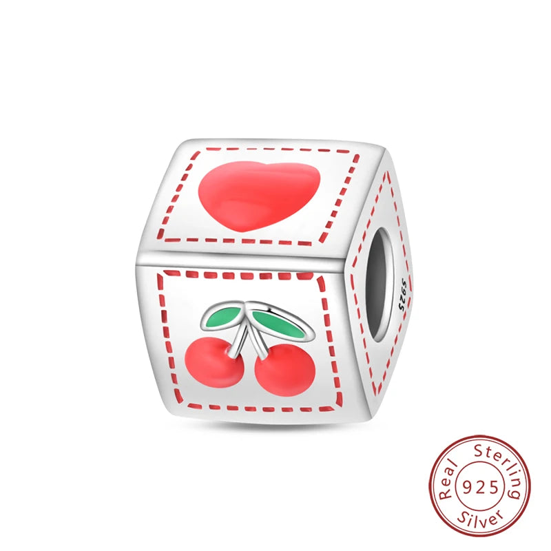 925 Sterling Silver Red Wine & Chili Charm Beads