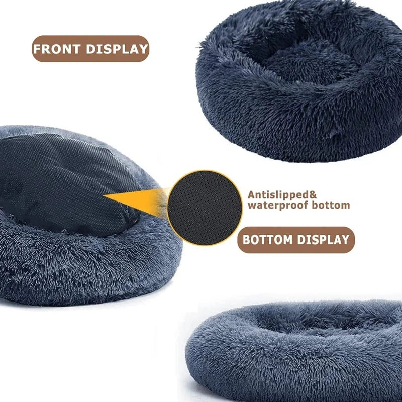 Soft round pet bed for large dogs and cats, 40-90cm, plush and warm dog house by Prime Deal Zone for winter comfort