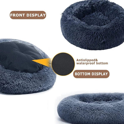 Soft round pet bed for large dogs and cats, 40-90cm, plush and warm dog house by Prime Deal Zone for winter comfort