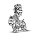 925 sterling silver dog charm bead with zircon