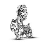 925 sterling silver dog charm bead with zircon