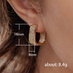 pave CZ hoop earrings, silver and gold tone - view 4
