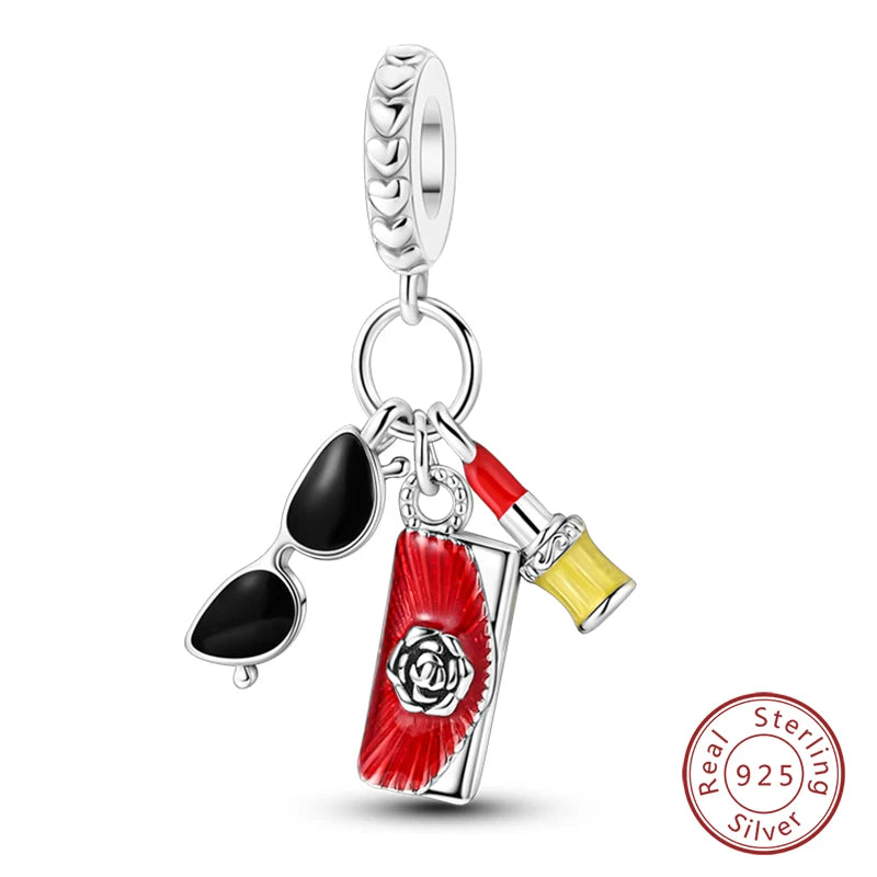 925 Sterling Silver Red Wine & Chili Charm Beads