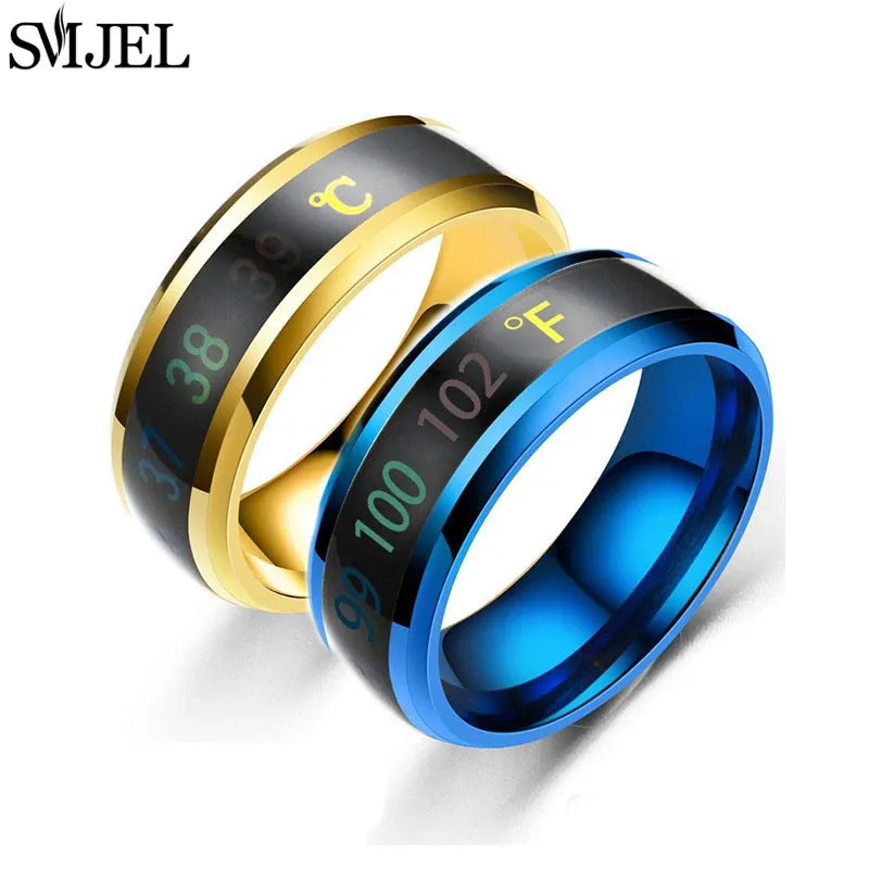 stainless steel body temperature display ring - view 1