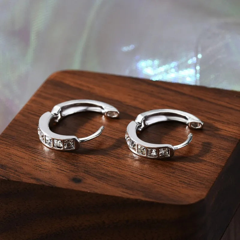 Sterling silver zircon circle stud earrings - view 14