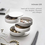 4-layer rotating jewellery storage box, open with compartments