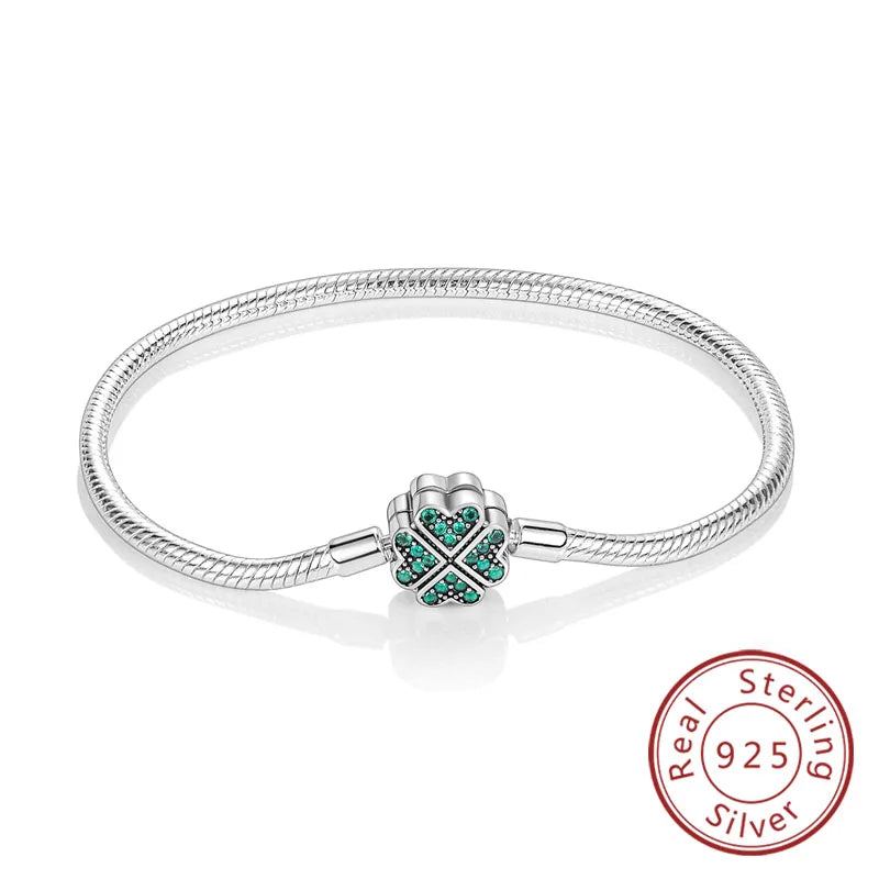 925 Sterling Silver Charm Bracelet — Pavé Zirconia, 17–20cm
