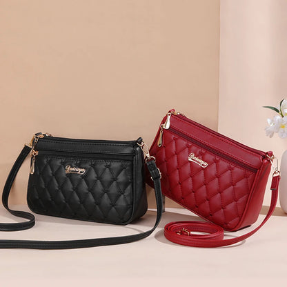 Leather embroidery messenger bag for women, stylish hand-held handbag with floral accents, by Prime Deal Zone.