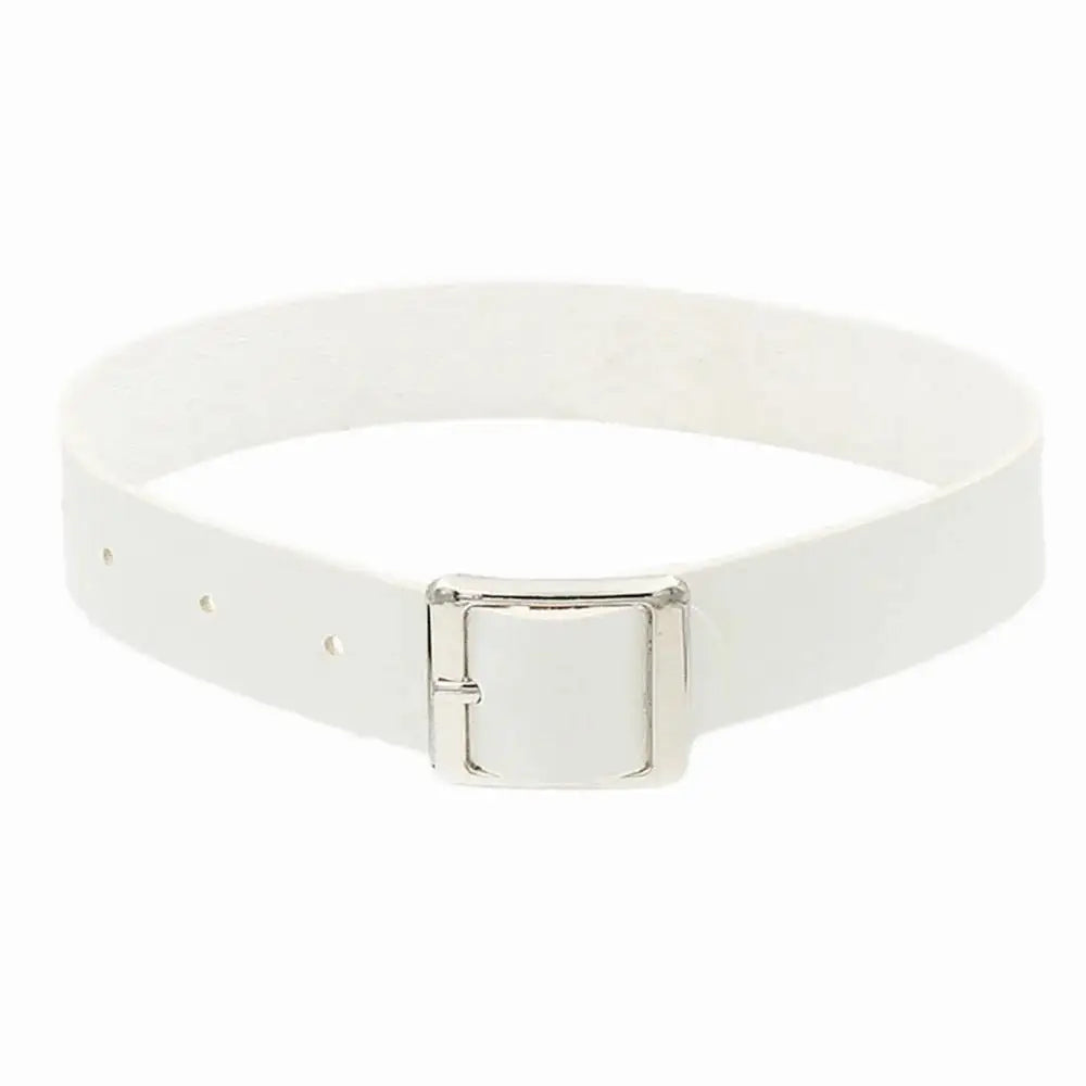 Black PU Leather Punk Choker Collar Necklace — Rivet Detail, Gothic Style