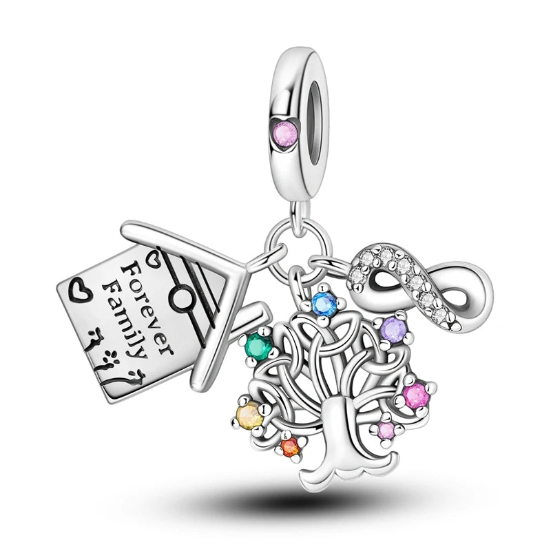925 Sterling Silver Charm Beads — Hearts, Trees & Sweet Love Designs