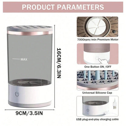 Electric makeup brush cleaner machine by Prime Deal Zone, showing the compact device with cleaning brush attachments.