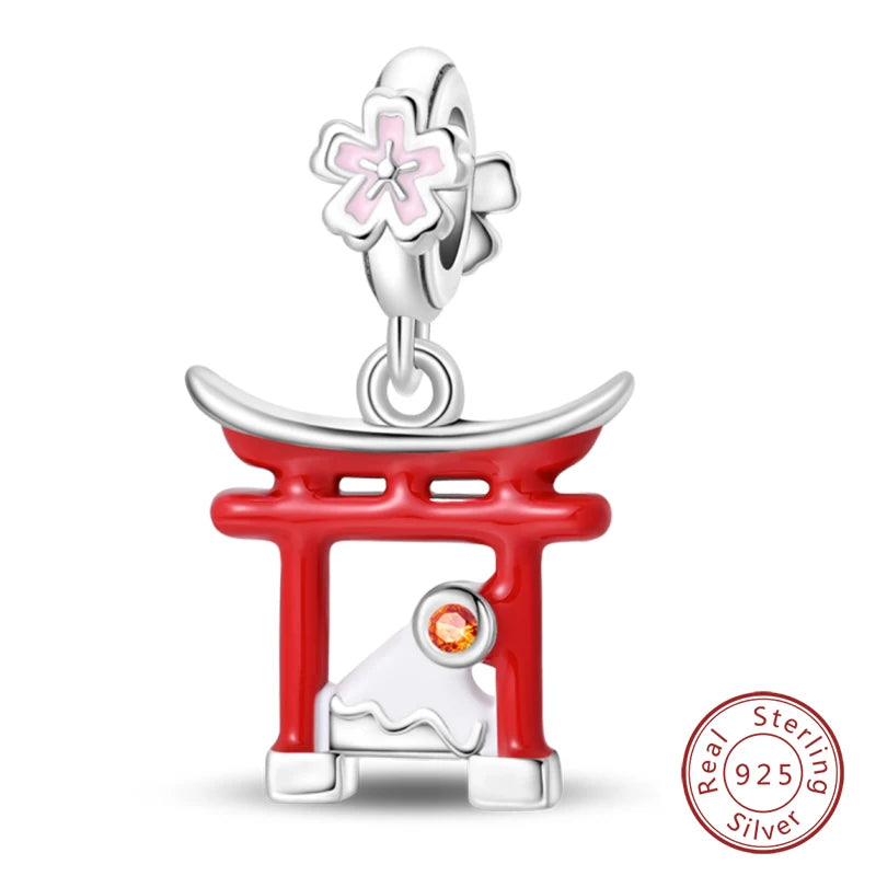 925 Sterling Silver Red Wine & Chili Charm Beads