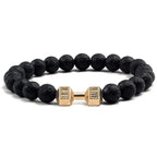 natural lava stone and alloy dumbbell bead bracelet - view 10