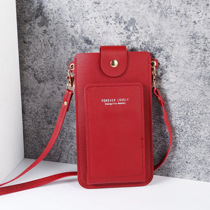 Prime Deal Zone 2024 solid color women's shoulder bag with mobile phone pocket and card wallet, simple and stylish design.
