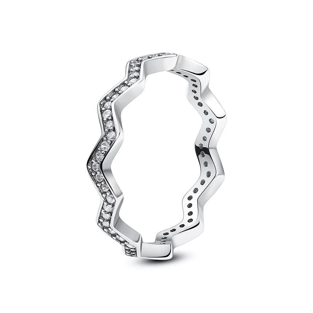925 Sterling Silver Crown Heart Ring with Zircon
