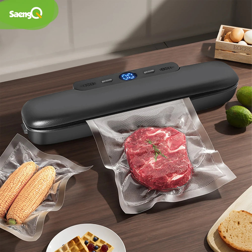Prime Deal Zone SaengQ vacuum sealer packaging machine with vacuum bags for food preservation and sealing.