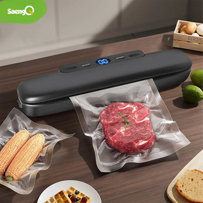 Prime Deal Zone SaengQ vacuum sealer packaging machine with vacuum bags for food preservation and sealing.
