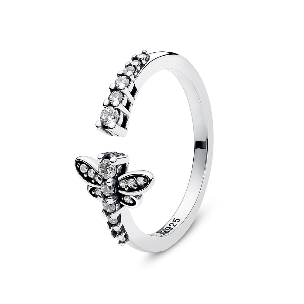 925 Sterling Silver Crown Heart Ring with Zircon