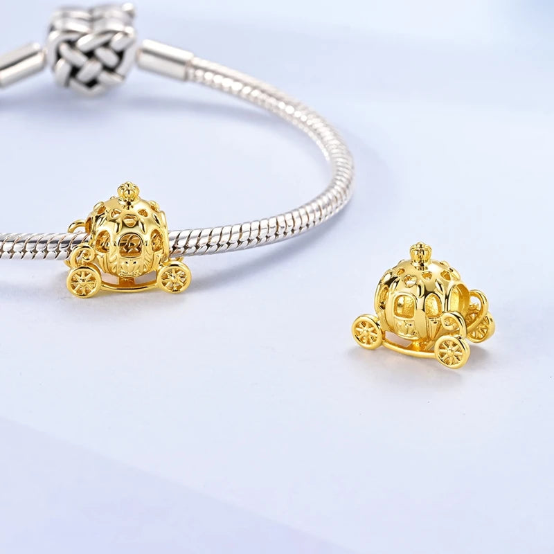 925 sterling silver gold-tone charm beads, crosses and bows - view 4