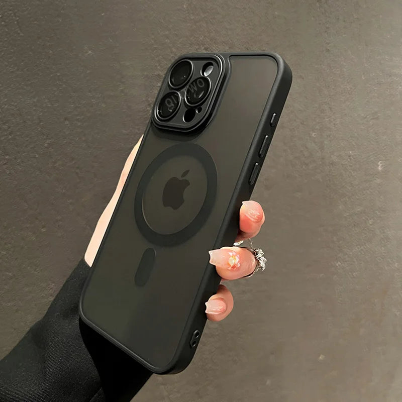 Luxury matte armor magnetic wireless charging case for iPhone 11-17, shockproof, Prime Deal Zone, compatible with MagSafe wireless charging