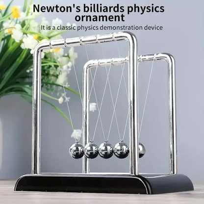 Newton's Cradle steel ball balance device with five pendulum balls for physics education, stress relief, and desktop decoration.
