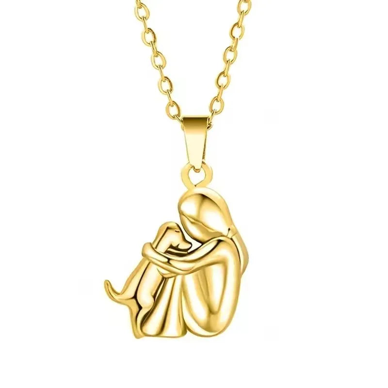 Fashion women and dog necklace with cute puppy pendant, featuring rings and animal-themed jewelry for birthday gifts