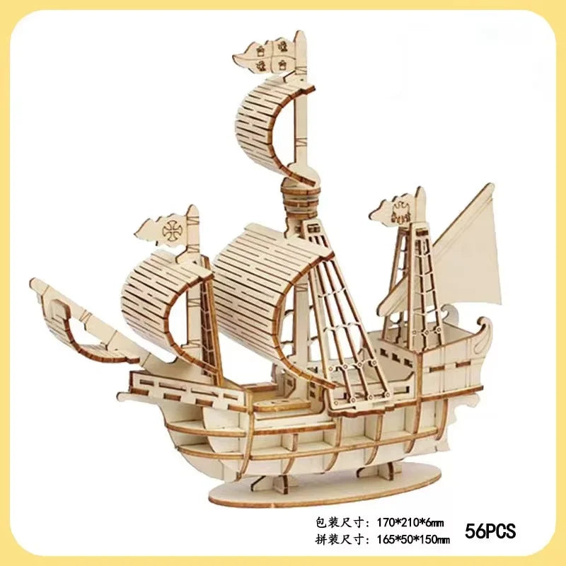 Prime Deal Zone 3D sailboat wooden puzzle assembly model, DIY craft for desktop decoration and creative gift.