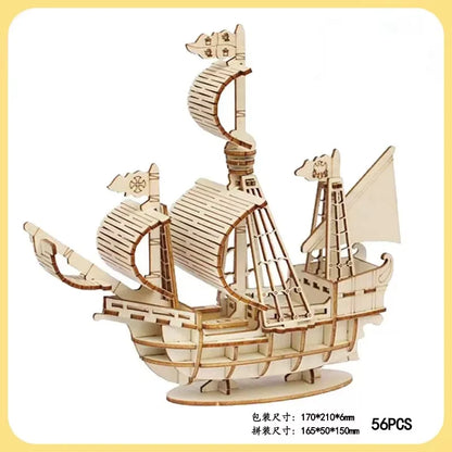 Prime Deal Zone 3D sailboat wooden puzzle assembly model, DIY craft for desktop decoration and creative gift.