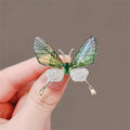 rhinestone and pearl butterfly bee brooch - view 6