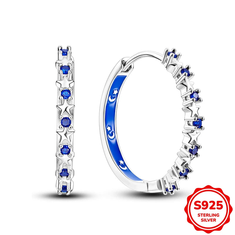 925 Sterling Silver Butterfly & Hoop Earrings — Coloured Zircon Accents